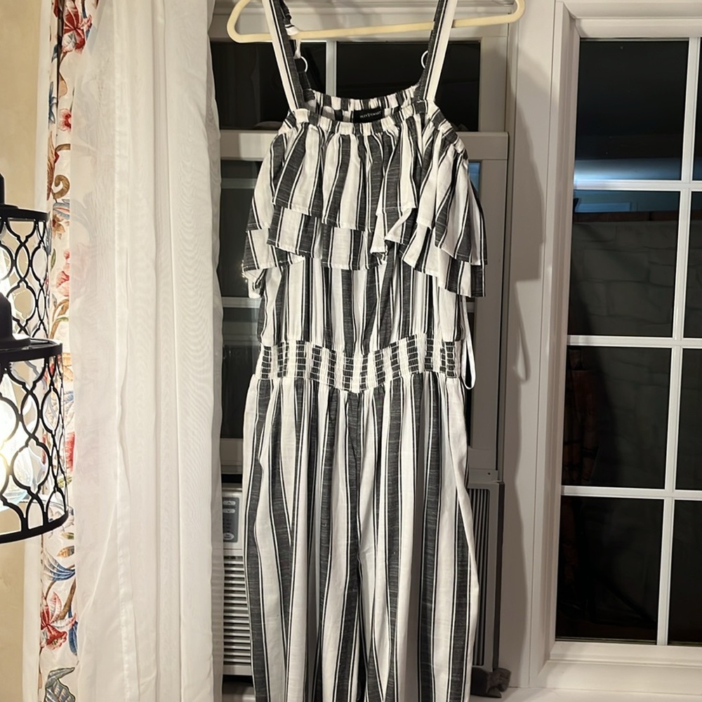 Ashley Stewart Black and White Striped Jumpsuit - Picture 2 of 6